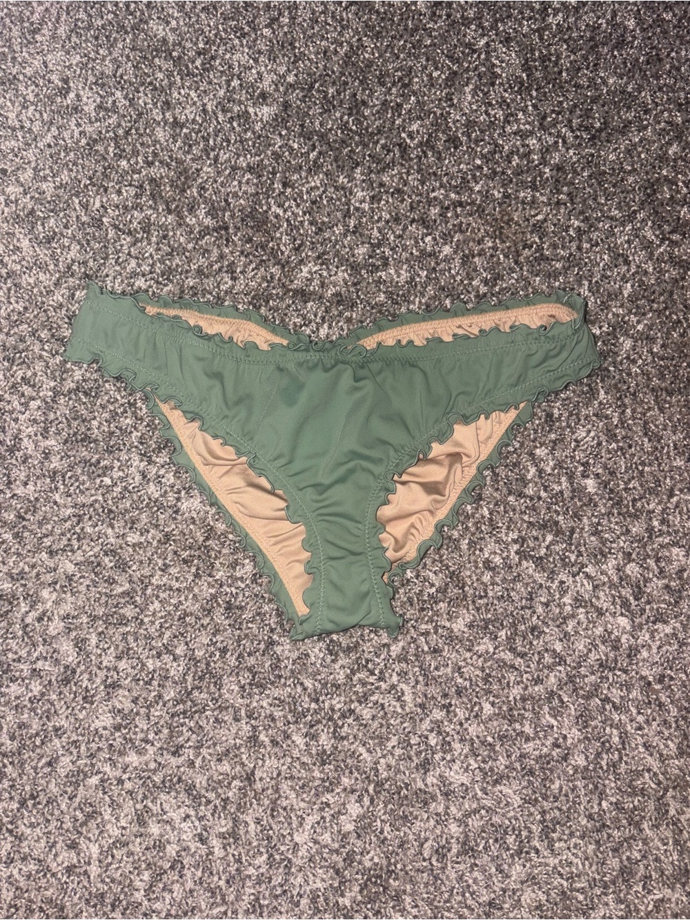 Shade & Shore Green Ruffle Bikini Bottom with Beige Lining